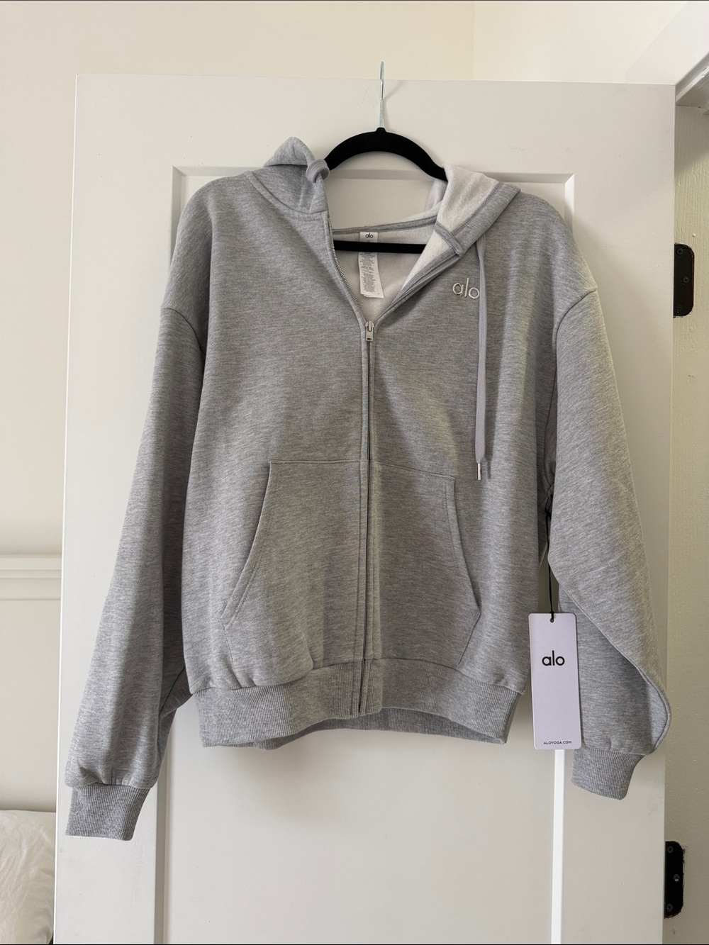ALO Yoga Light Gray Full-Zip Hoodie Jacket